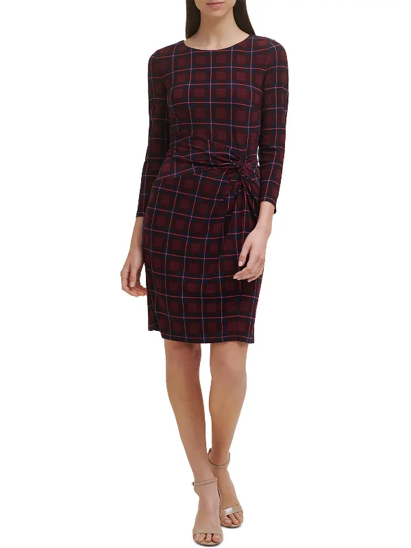 draped dressWomens Plaid Mini Wear to Work Dress