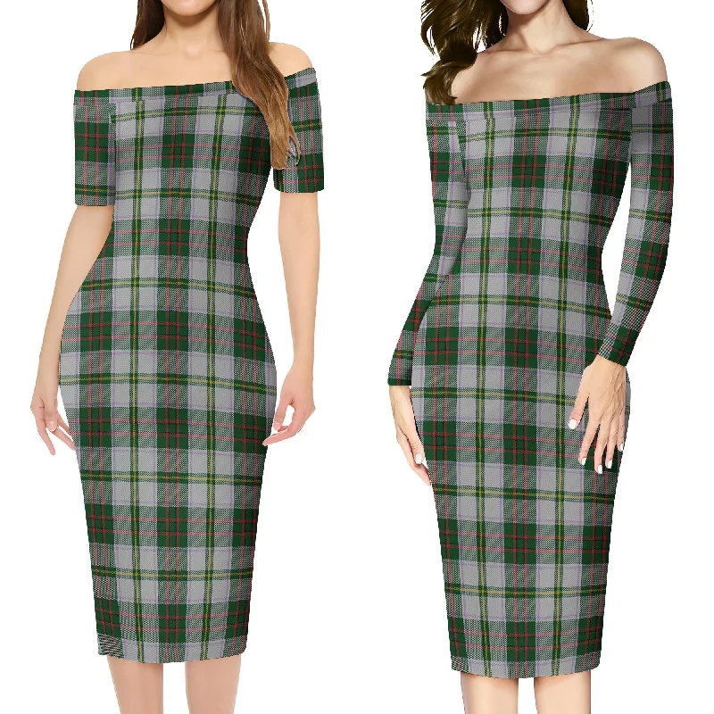 Act Fast Taylor Dress Tartan Off Shoulder Lady Dress