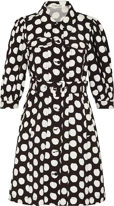 Year-End Sale sophisticated dressBritney Abstract Dot Belted Shirt Dress in White/Medium Black Year-End Sale sophisticated dressBritney Abstract Dot Belted Shirt Dress in White/Medium Black