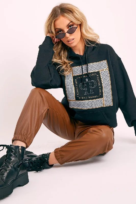 Clearance Sale casual pullover for workoutBlack J'adore Paris Printed Hoodie - Yalena Clearance Sale casual pullover for workoutBlack J'adore Paris Printed Hoodie - Yalena