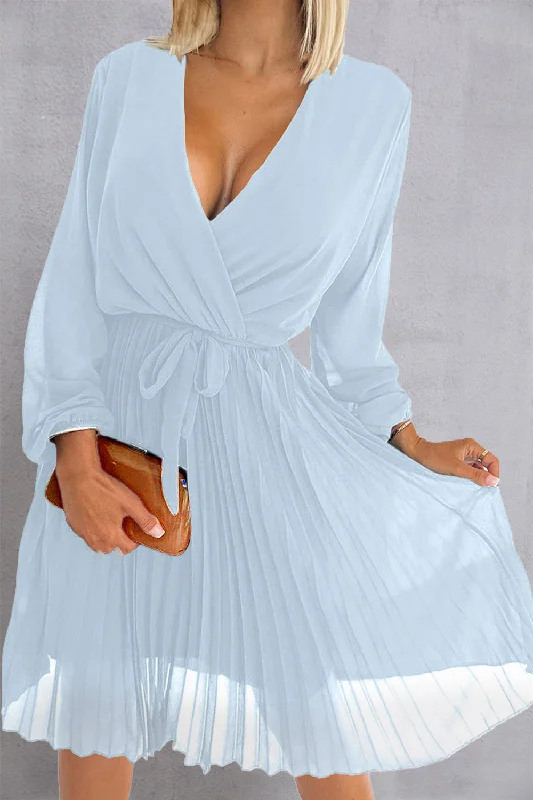 bodycon dressTied Surplice Long Sleeve Pleated Dress