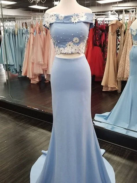 Flash Sale Two Piece Prom Dresses Off-the-shoulder Sweep Train Beading Long Prom Dress JKL1248 Flash Sale Two Piece Prom Dresses Off-the-shoulder Sweep Train Beading Long Prom Dress JKL1248