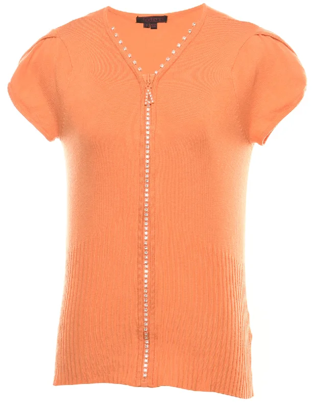 urban style jacketCap Sleeved Orange Cardigan - S