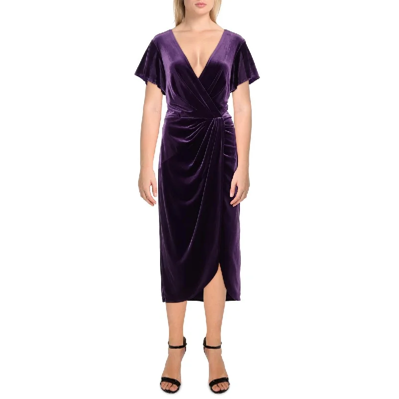 A-line dressLauren Ralph Lauren Womens Velvet V-Neck Midi Dress