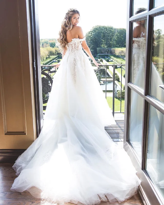 Early Bird Discount Off-the-Shoulder Lace Appliques Modest Tulle Princess Wedding DRESS,JKZ6130 Early Bird Discount Off-the-Shoulder Lace Appliques Modest Tulle Princess Wedding DRESS,JKZ6130
