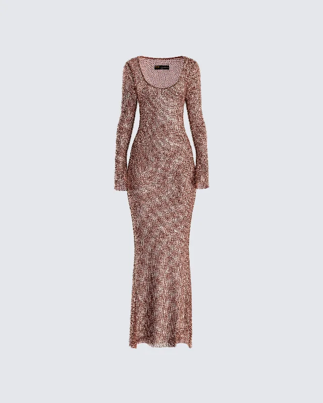 Lowest Prices formal dressEwa Brown Rhinestone Maxi Dress
