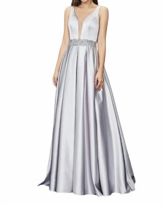 flowy dressSatin Ballgown In Pewter