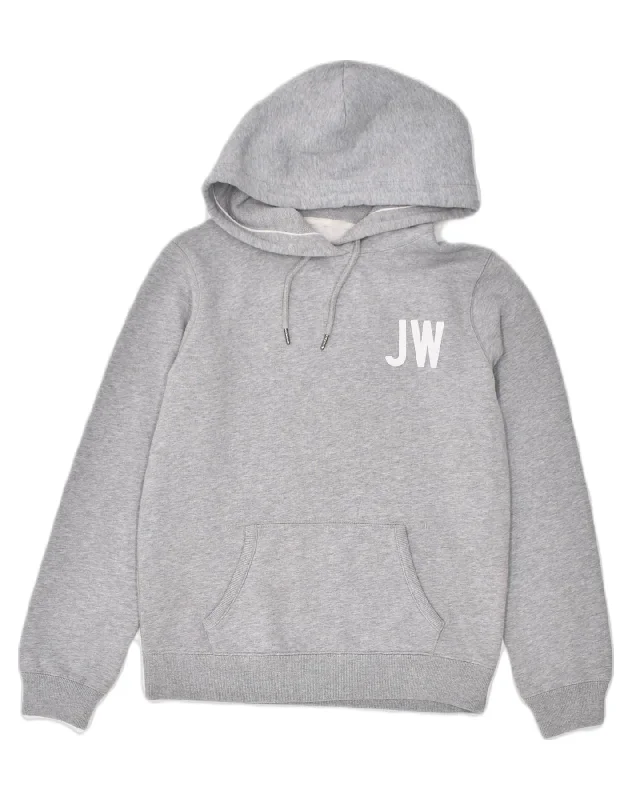 Closeout Sale chic hoodieJACK WILLS Womens Graphic Hoodie Jumper UK 12 Medium Grey Cotton