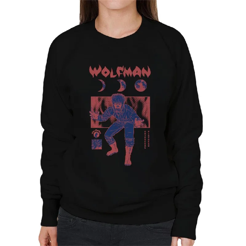 premium athletic sweatshirtThe Wolf Man Stages Of The Moon Women's Sweatshirt