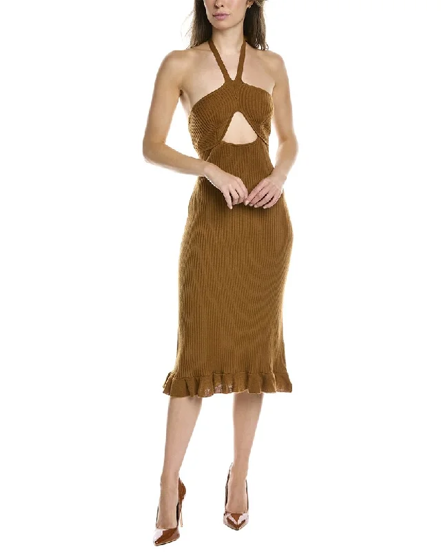 Deep Discounts v-neck dressDesign History Ribbed Wool-Blend Sweaterdress
