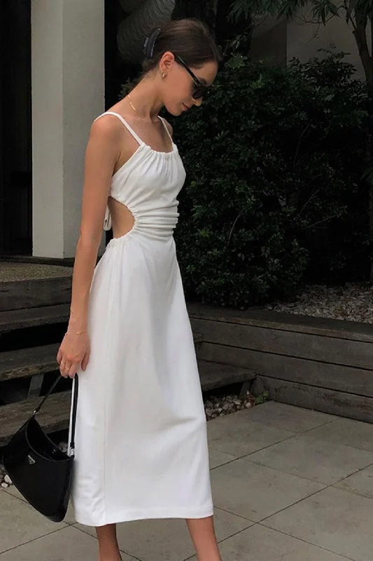 Shop and Save textured dressCut-out Backless Strappy White Dress
