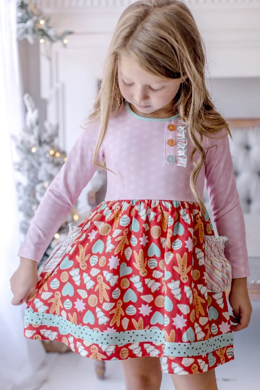 Savings Event chic wrap dressMerry Gingerbread Moments Button Dress