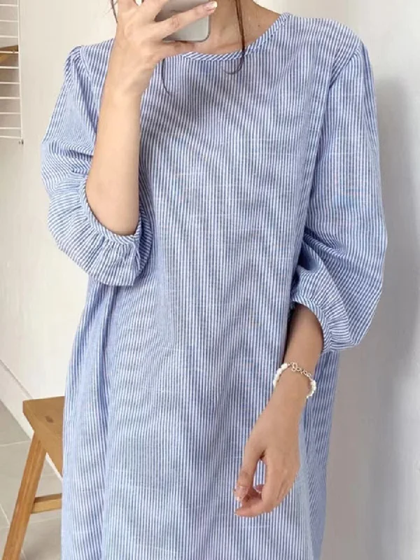 Deal Frenzy cocktail dressVibeMartini-Casual Strappy Pinstripe Slit Waist Dress