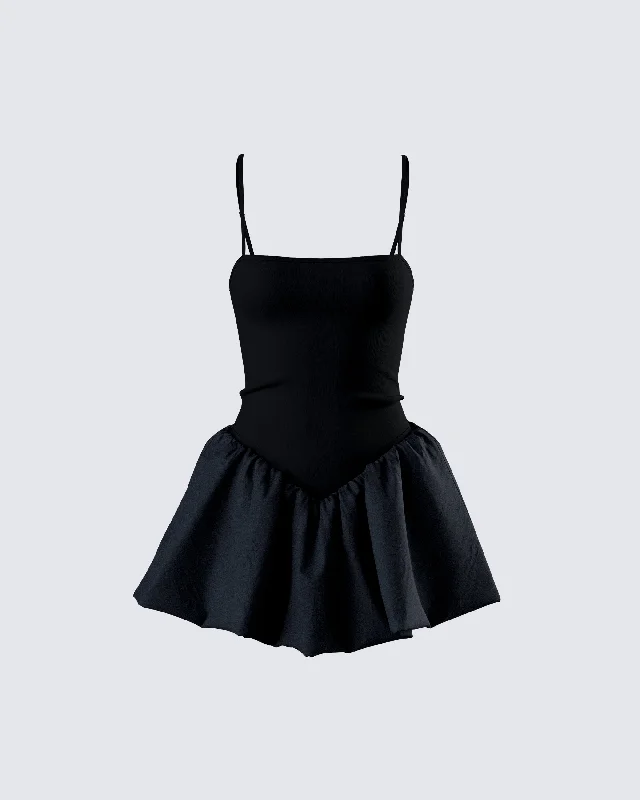 Crazy Deals off-the-shoulder dressHadley Black Bubble Mini Dress