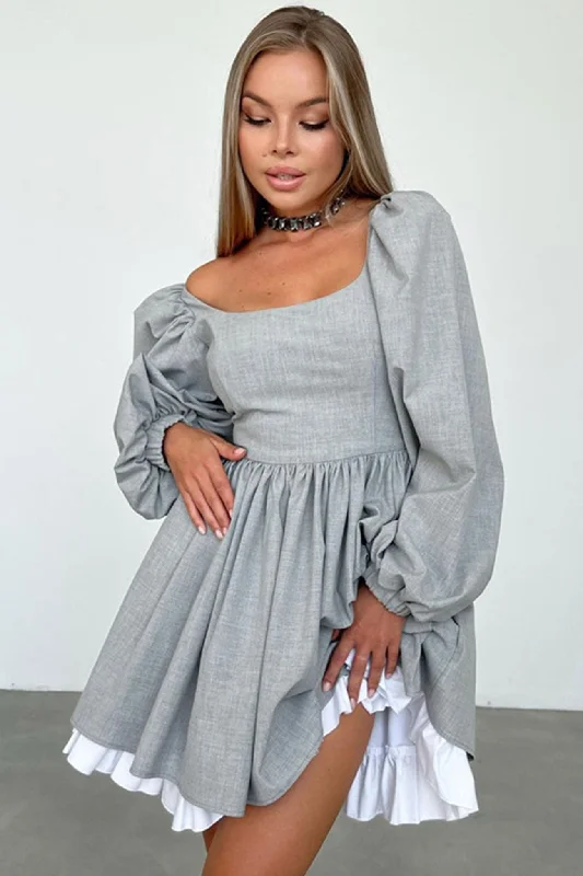 Friends and Family Sale tiered dressGrey High Waist A-Line Babydoll Dress