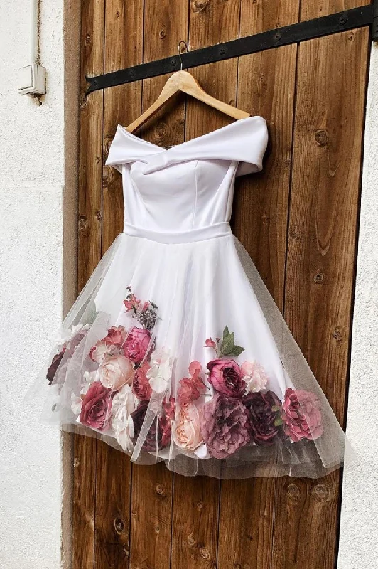 Sale Event White Off-the-Shoulder Short Prom Dress Cute Homecoming Dress JKT303