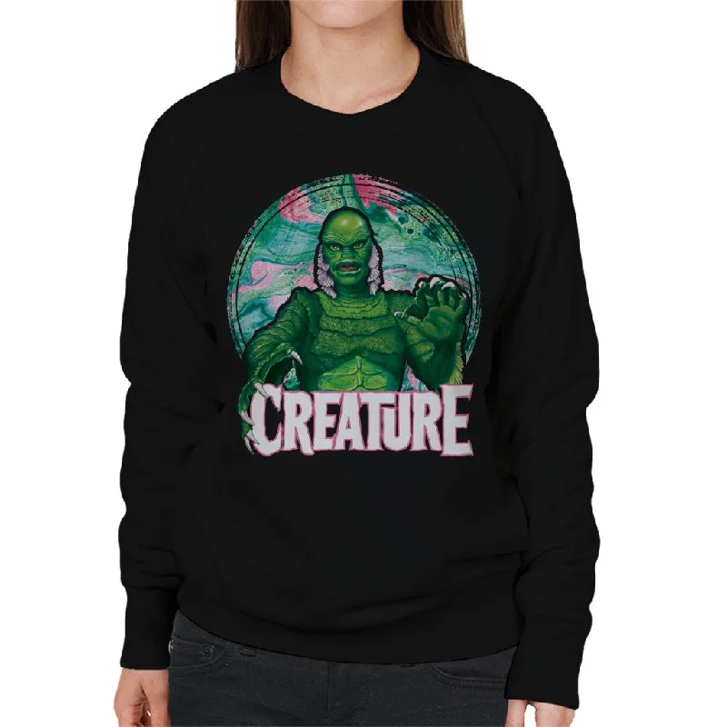 loose fit sports sweatshirtCreature From The Black Lagoon Mix Circle Women's Sweatshirt