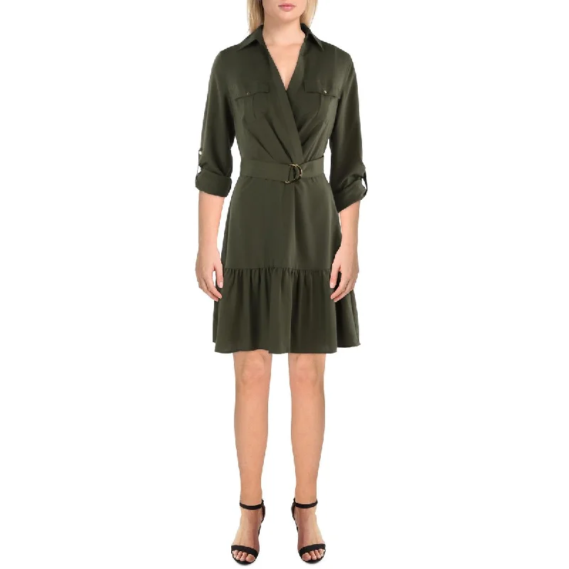 long sleeve dressLauren Ralph Lauren Womens Belted Above Knee Shirtdress