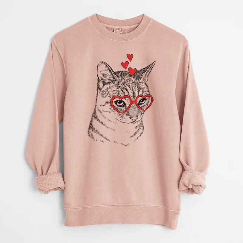 fitness lifestyle hoodieValentine Dora the Tabby Cat - Unisex Pigment Dyed Crew Sweatshirt