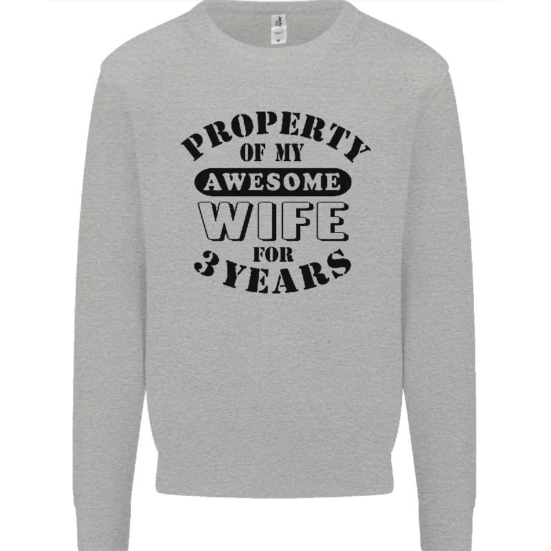 performance gym sweatshirt3rd Wedding Anniversary 3 Year Funny Wife Mens Sweatshirt Jumper