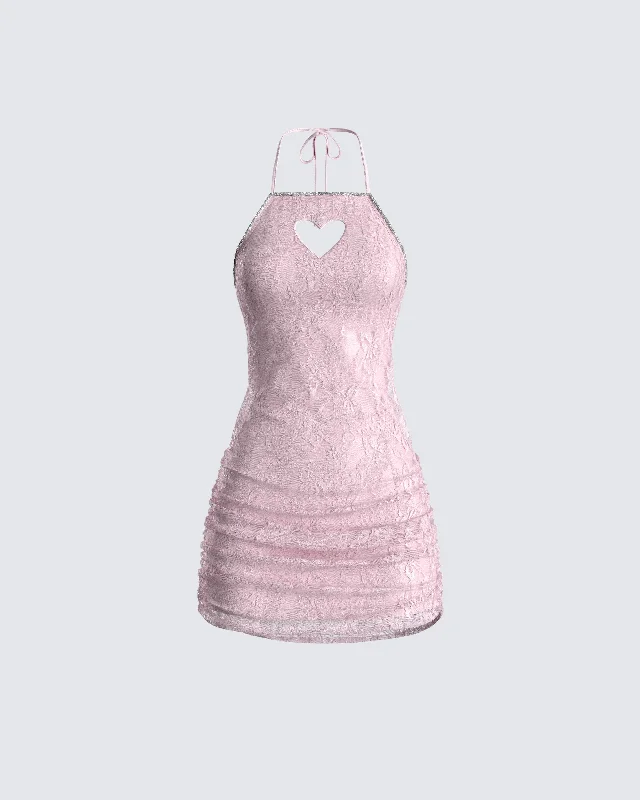 Weekend Deal pleated dressMicaela Pink Lace Heart Mini Dress