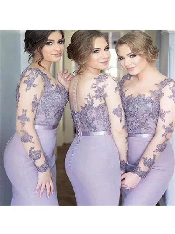 Fantastic Deals Bridesmaid Dresses Lilac Sexy Long Sleeve Long Bridesmaid Dresses #JKB006