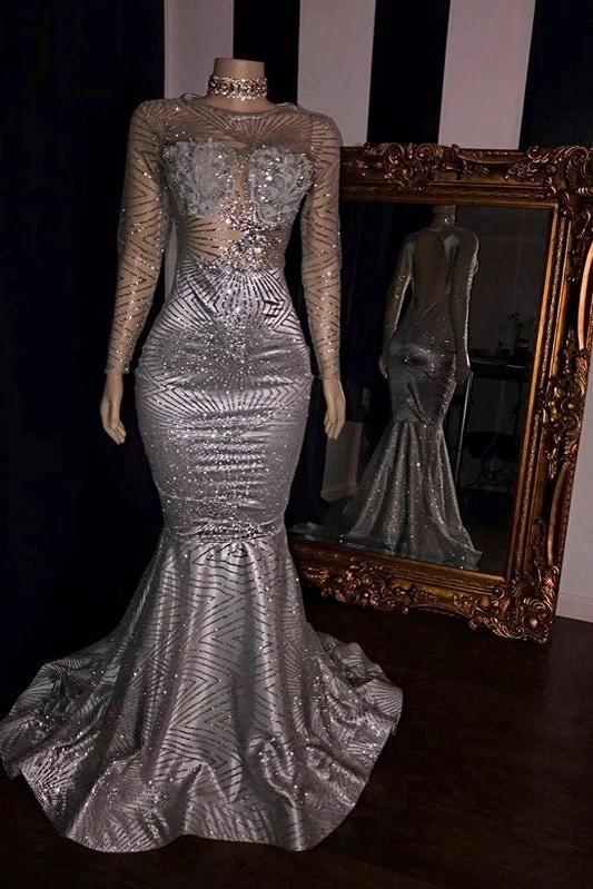 Unmissable Offer Elegant Appliques Sheer Tulle Prom Dresses Sliver Long Sleevess Mermaid Evening Gowns Unmissable Offer Elegant Appliques Sheer Tulle Prom Dresses Sliver Long Sleevess Mermaid Evening Gowns