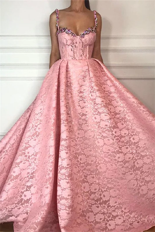Exclusive Preview Fantastic Ball Gown Straps Sweetheart Pink Lace Beading Long Prom Party Gowns Exclusive Preview Fantastic Ball Gown Straps Sweetheart Pink Lace Beading Long Prom Party Gowns