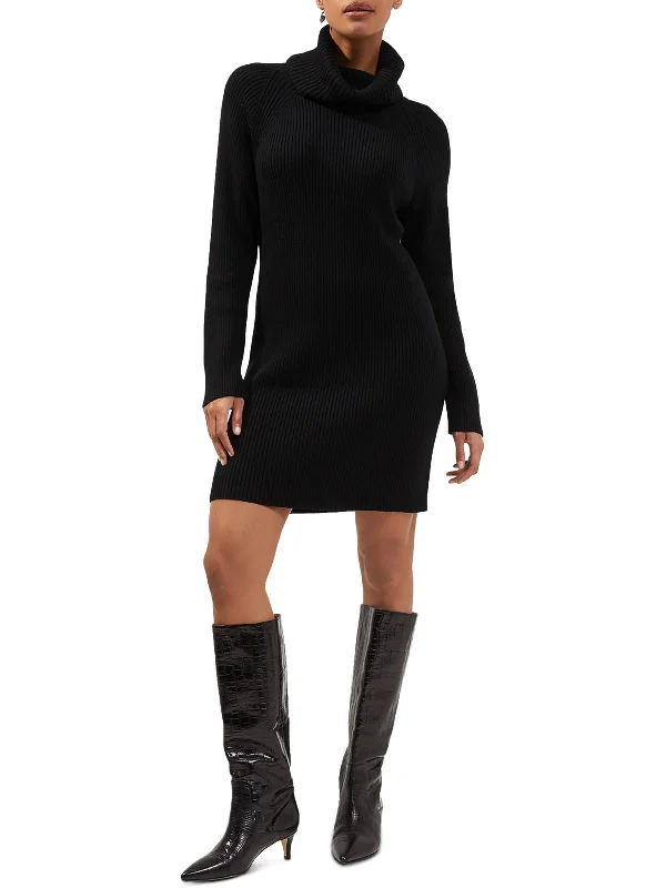 Massive Deals ruched dressWomens Knit Turtleneck Sweaterdress