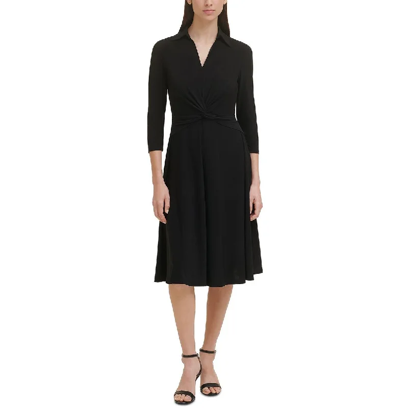 elegant evening dressTommy Hilfiger Womens   Twist Front Calf Midi Dress