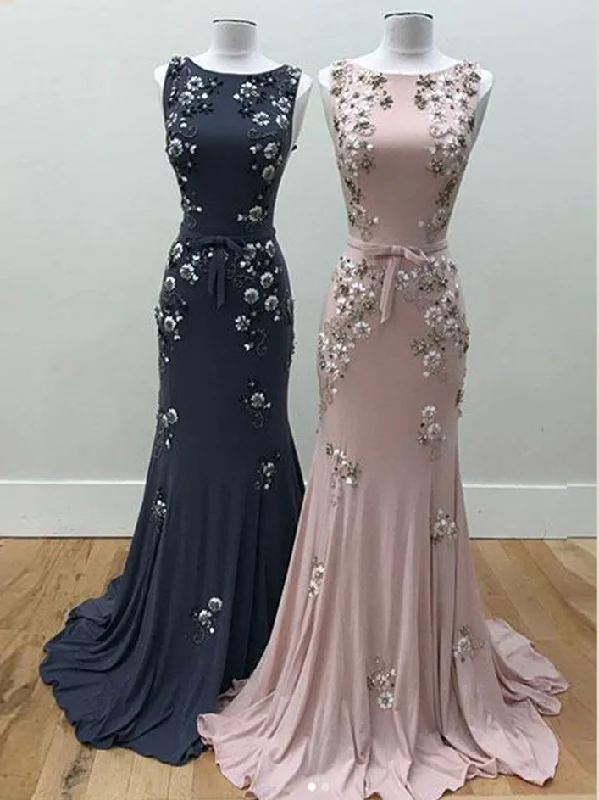 Deal Zone Sexy Prom Dresses Bateau Sheath Column Long Sparkly Prom Dress JKL1027