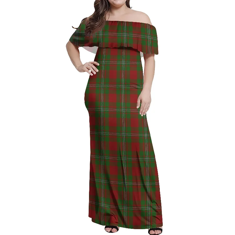 Reduced Prices Strange (Strang) Tartan Off Shoulder Long Dress