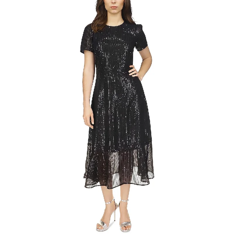 draped dressMICHAEL Michael Kors Womens Sequined Stripe Midi Dress