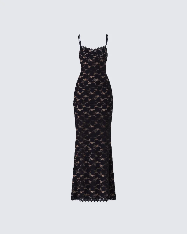 Customer Appreciation Sale long sleeve dressNevaeh Black Lace Maxi Dress