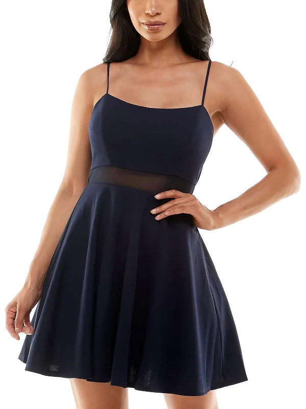 casual evening dressWomens Bow Back Mini Fit & Flare Dress