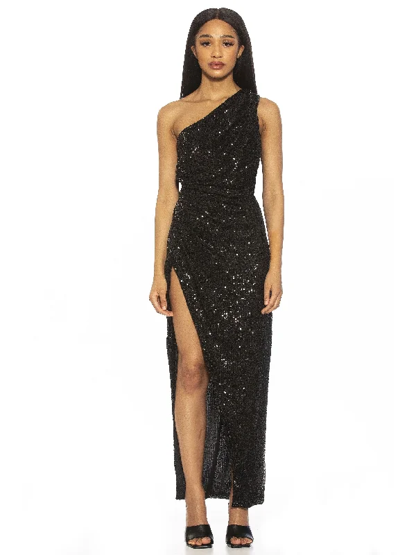 Act Fast puff sleeve dressAlessi Sequin Gown