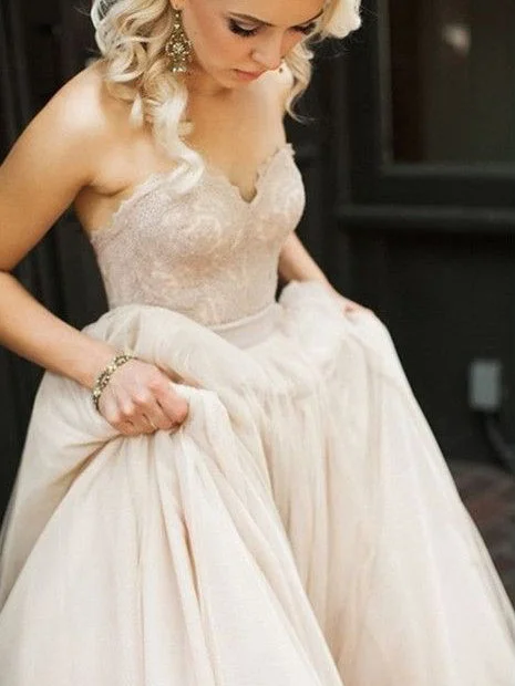 Act Fast Wedding Dresses Sweetheart Blush Bowknot Tulle with Lace JKW004