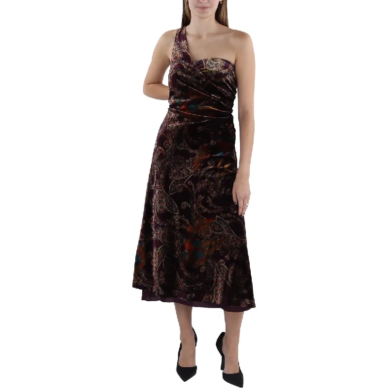 floral midi dressLauren Ralph Lauren Womens Velvet One Shoulder Cocktail And Party Dress