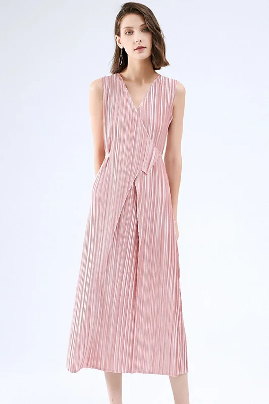 Weekend Special sleek dressFully Pleated Glossy Tie-Strap Dress