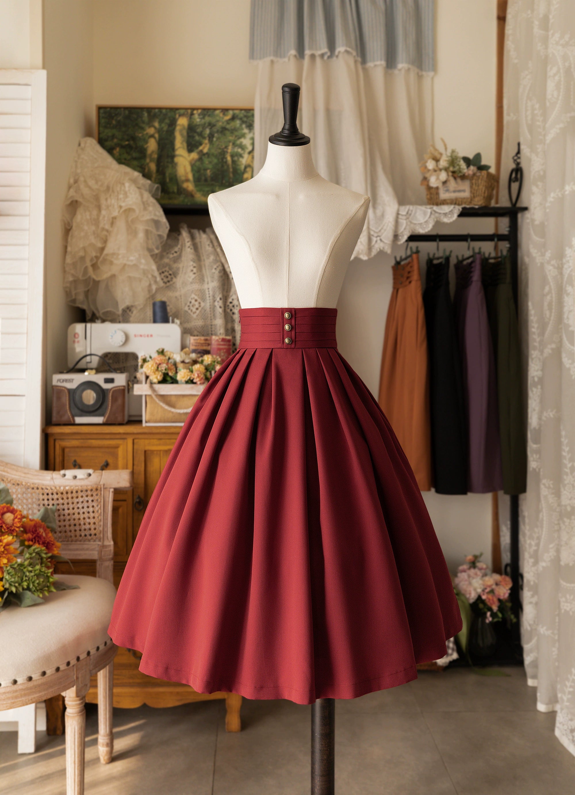 Special Savings flowy dressForest Wardrobe~Forest Basket~Elegant Lolita SK Gingham Pleated Skirt