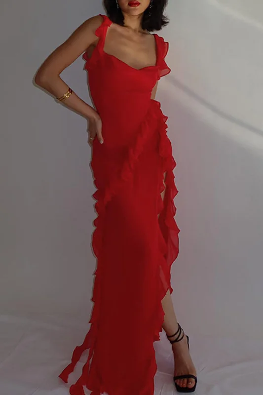 Discount Days sophisticated dressRuffle High Slit Cami Dress