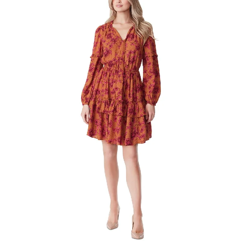 wrap dressJessica Simpson Womens Floral Print Mini Fit & Flare Dress