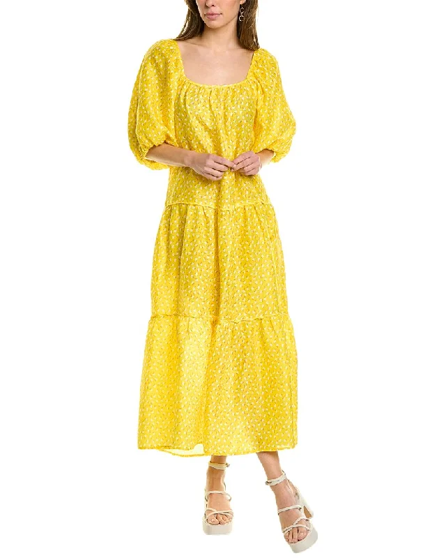 Limited Stock trendy dressSolid & Striped The Peasant Linen Maxi Dress