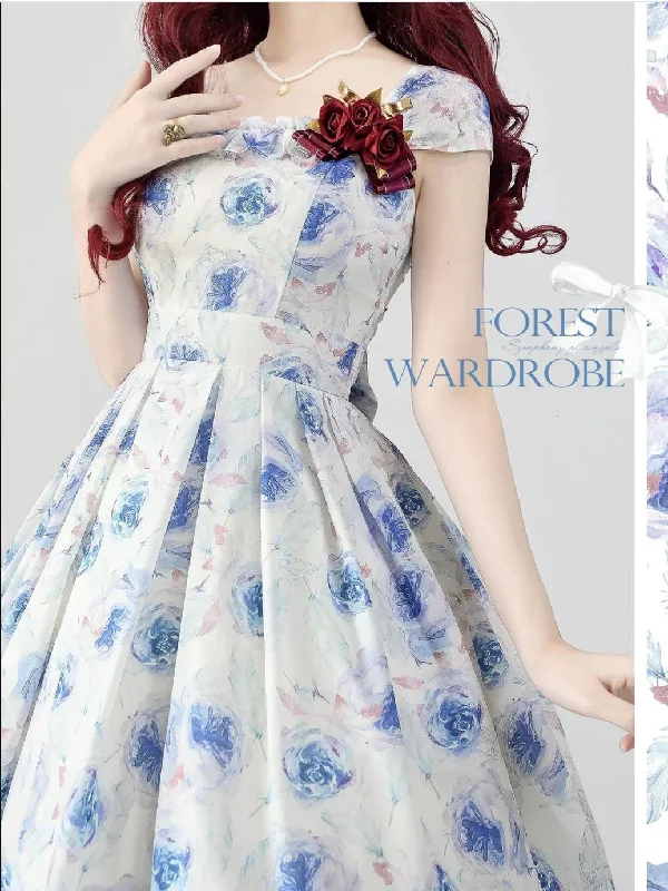 Limited Time Discount long-sleeve floral dressForest Wardrobe~Forest Basket 3.0~Vintage Lolita JSK Dress Summer Thin Dress