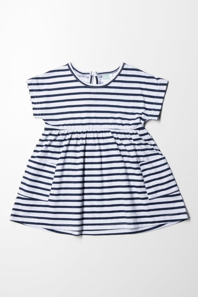 Extra Savings bohemian dressPocket Dress Navy Stripes White