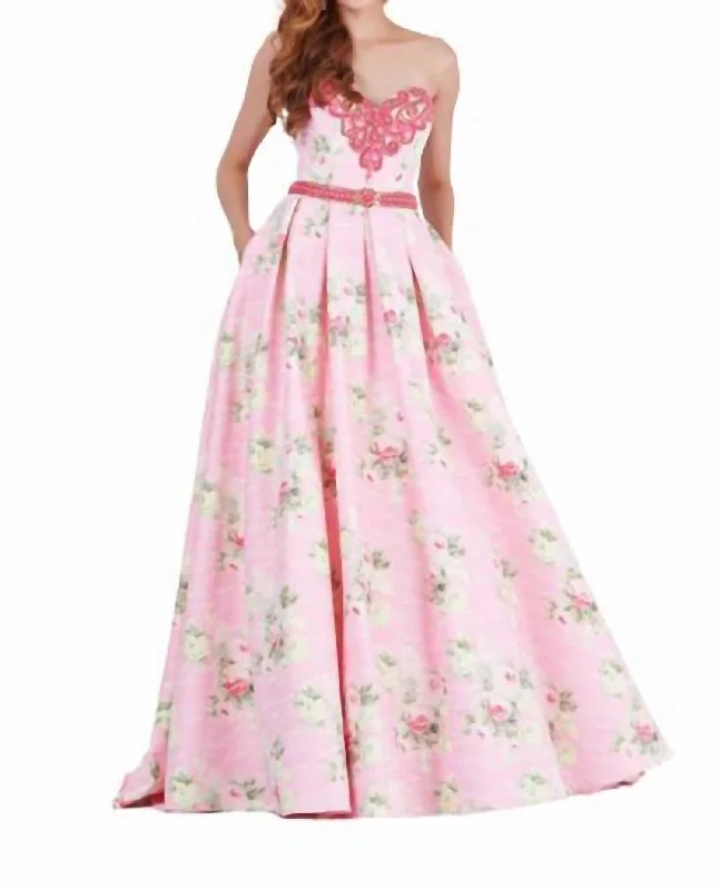 fitted bodycon dressFloral Printed Ballgown In Pink