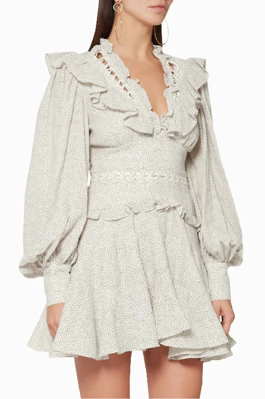 comfy dressWickham Frilled Dress In Eggshell