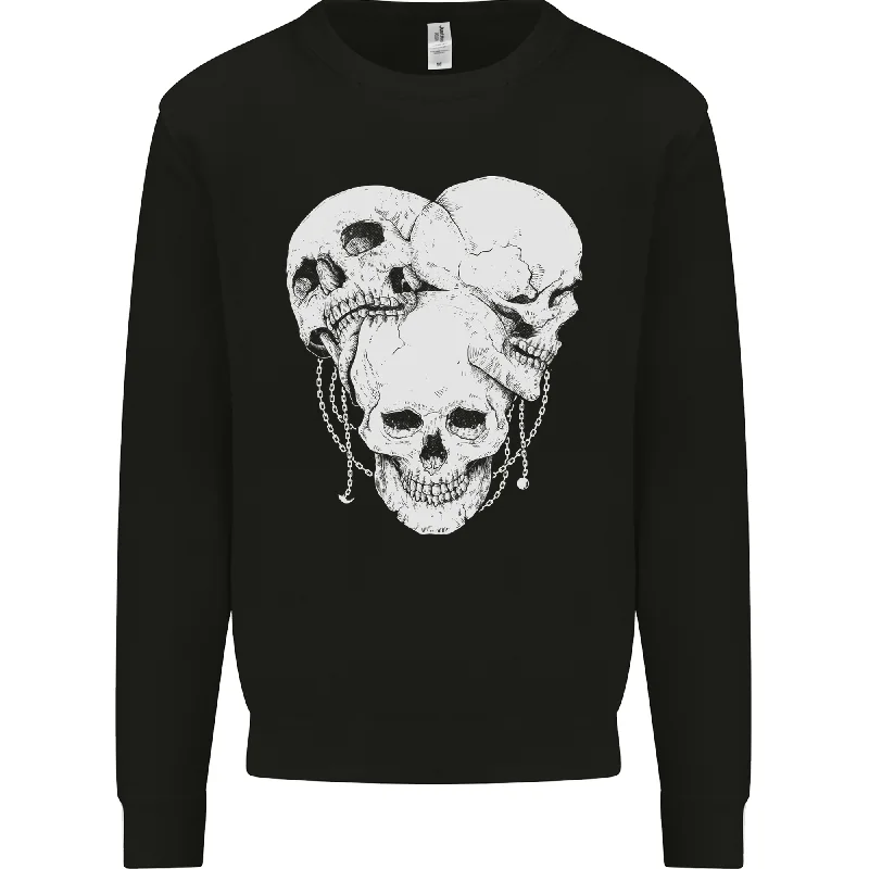 retro sports hoodie4 Skulls Gothic Heavy Metal Biker Demon Mens Sweatshirt Jumper