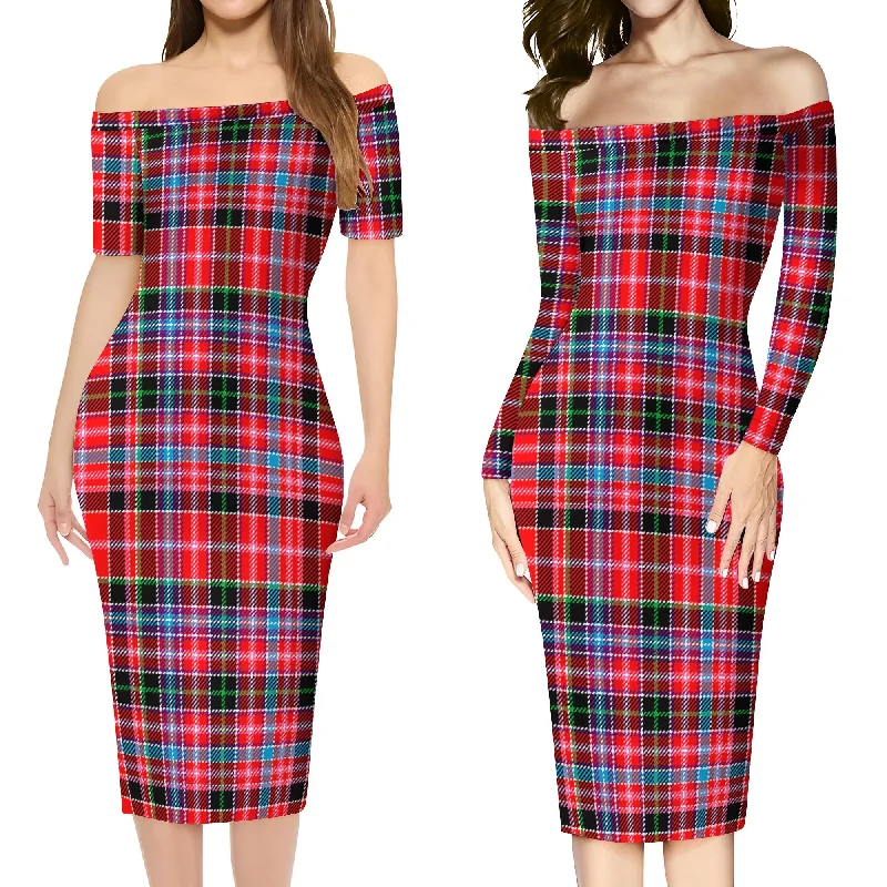 Lowest Prices Straiton Tartan Off Shoulder Lady Dress