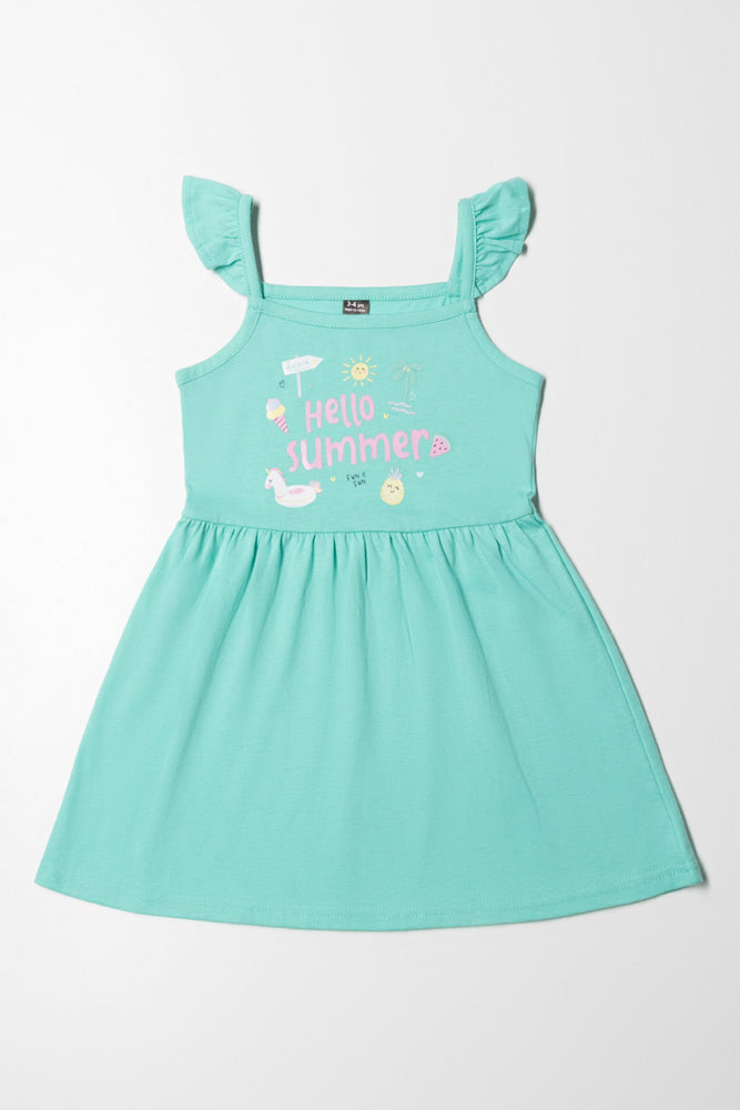Special Buy sleek dressStrappy Dress With Frills Teal